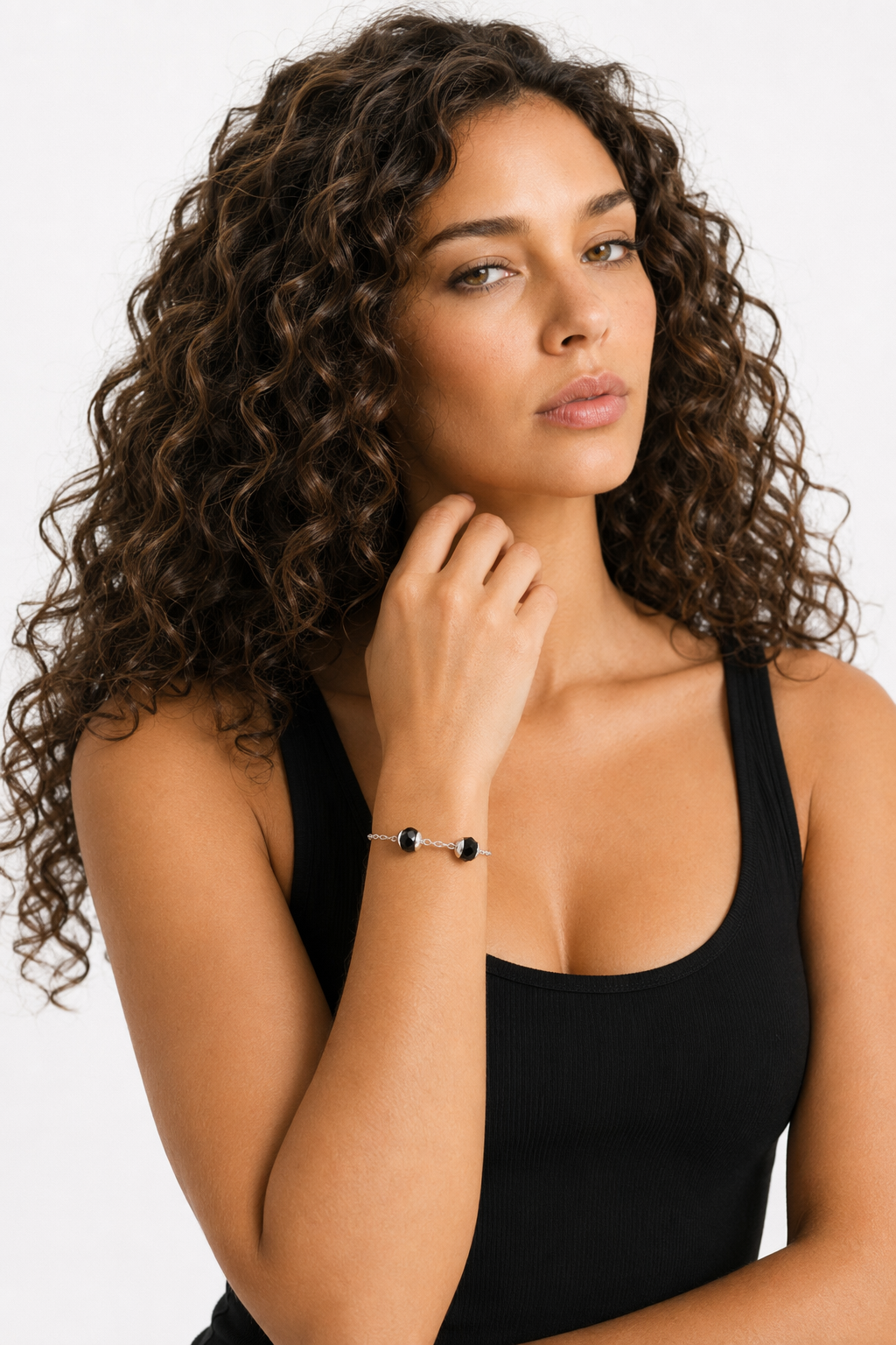 Crystal-Embellished Gold Chain Bracelet - Camila Silver