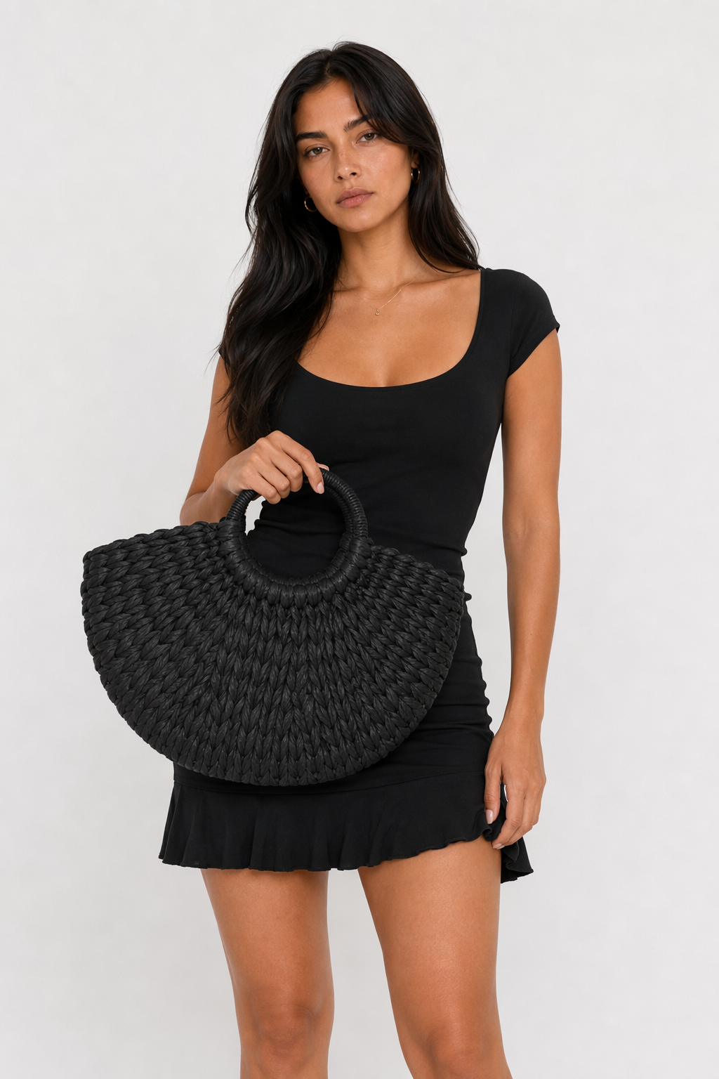 Summer Woven Tote for Women Black