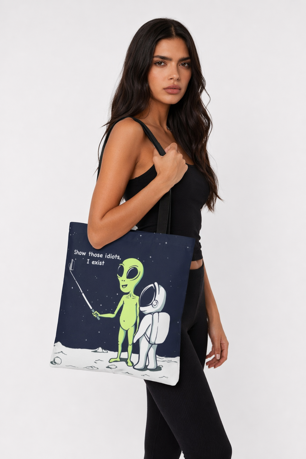 Alien Comedy: Proving My Existence Tote Bag (Medium) Default