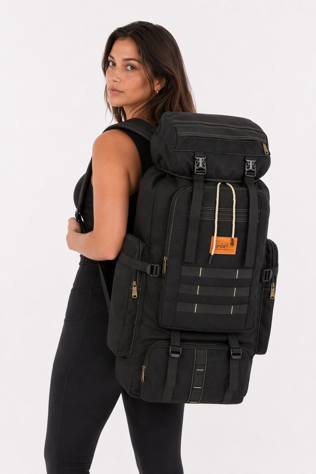 Large Capacity Waterproof Backpack for Outdoor Camping and Hiking (100L) Black