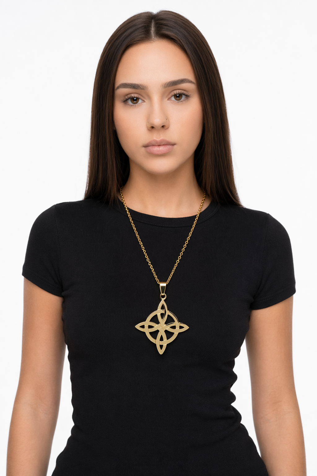 Knot-Shaped Geometric Necklace Gold