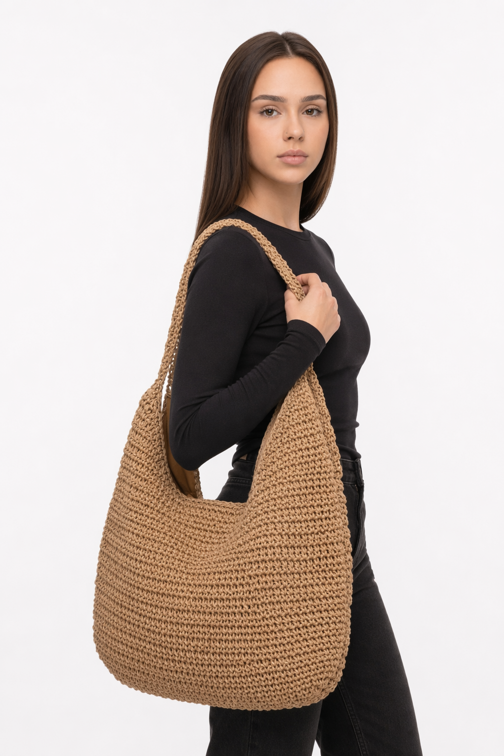 Straw Tote Bag for the Summer Season Khaki