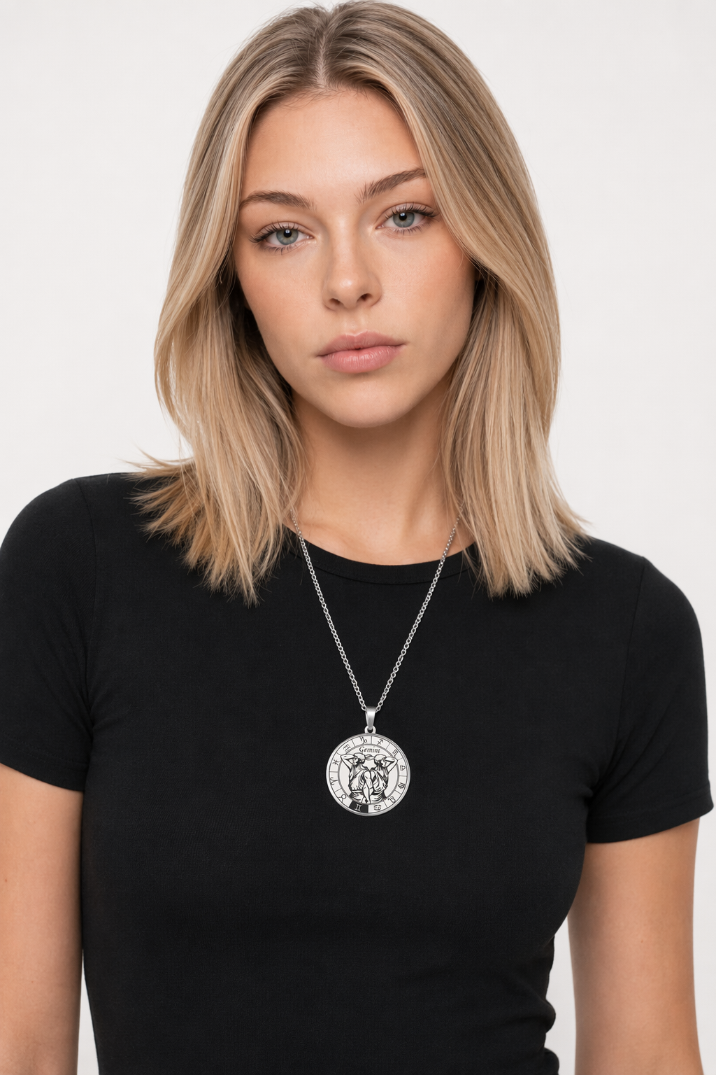 Horoscope Pendant Necklace - Unisex Round Design Gemini