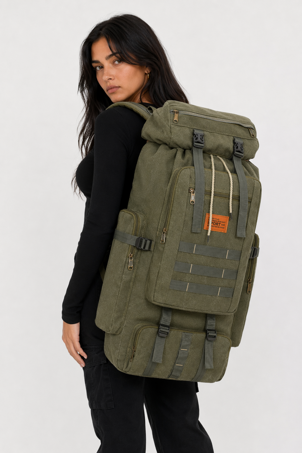 Large Capacity Waterproof Backpack for Outdoor Camping and Hiking (100L) Army Green