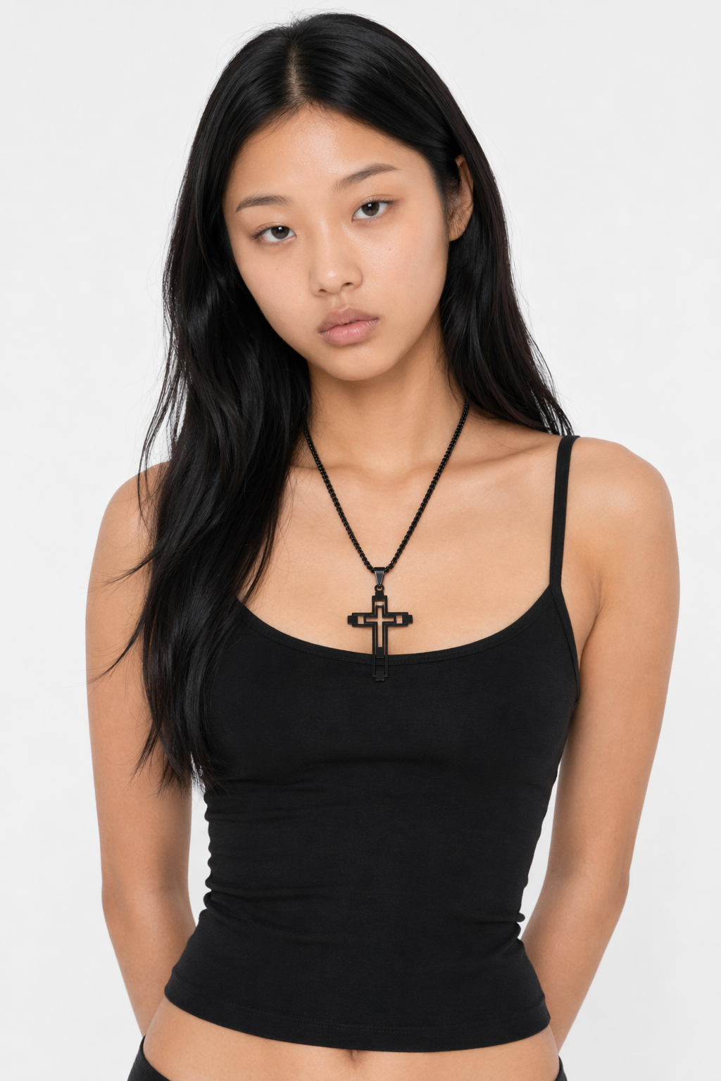 Cross Hollow Necklace Black