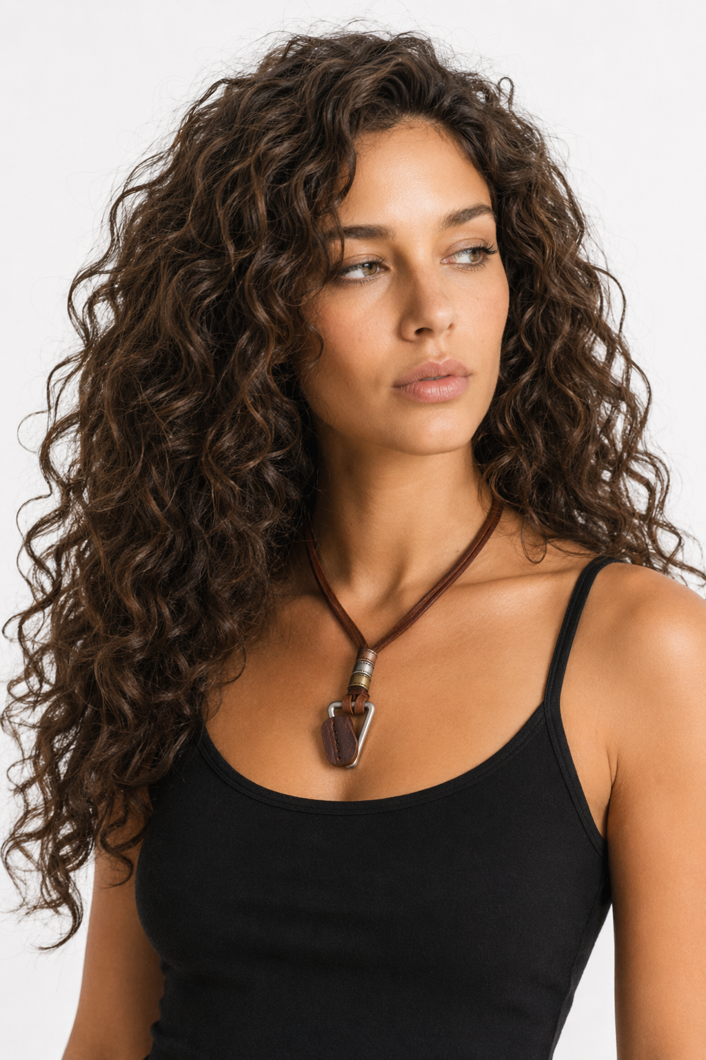 Triangle Charm Adjustable Necklace in Faux Leather Triangle
