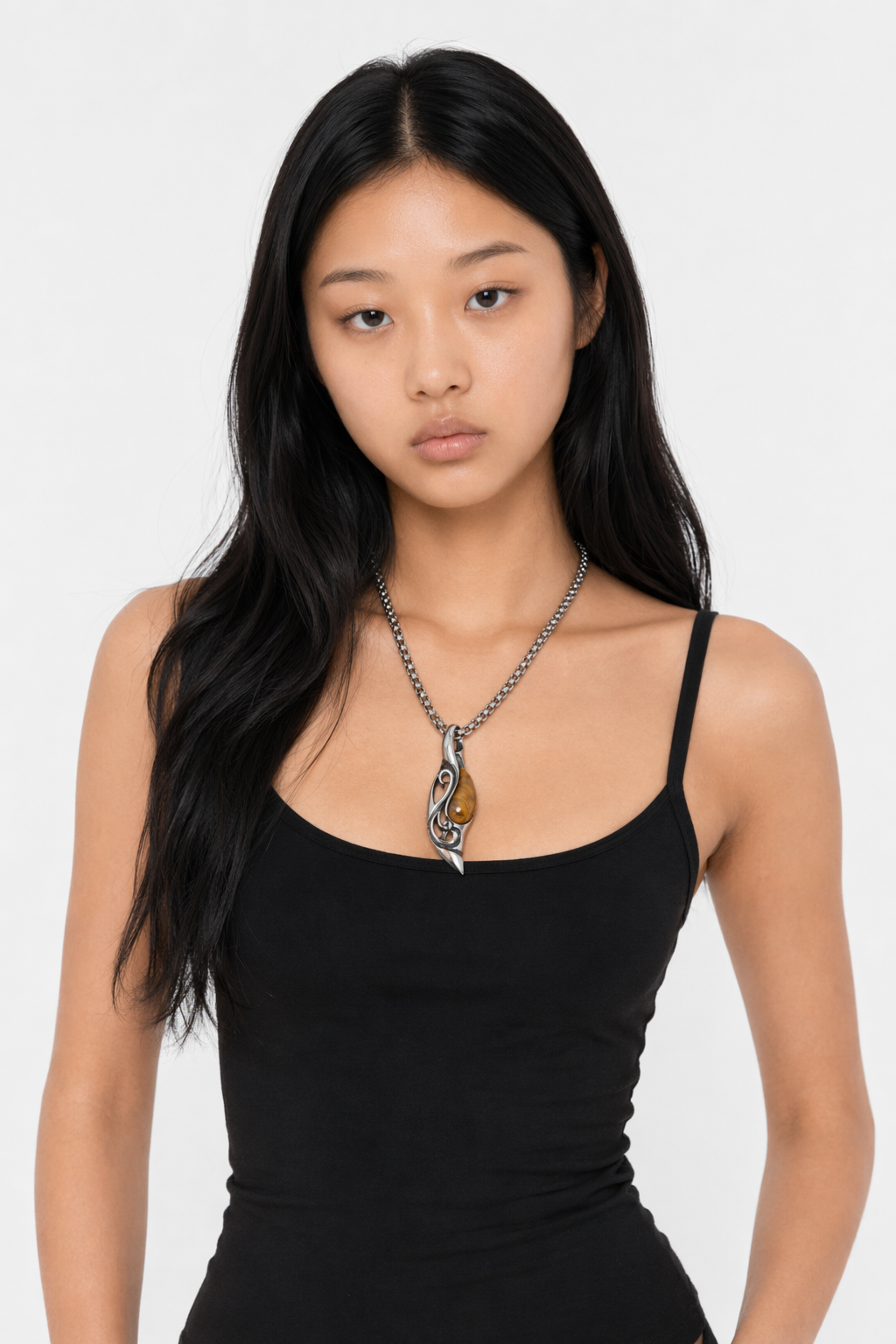 Tiger Eye Stone Necklace with a Hanging Pendant Default