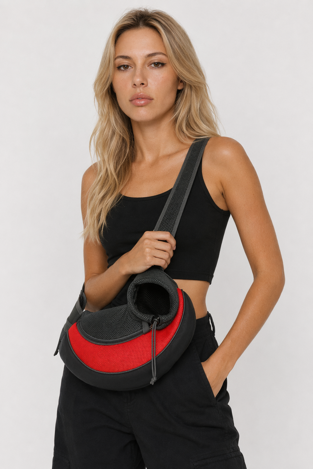 Travel Shoulder Bag for Small Dogs or Cats Red