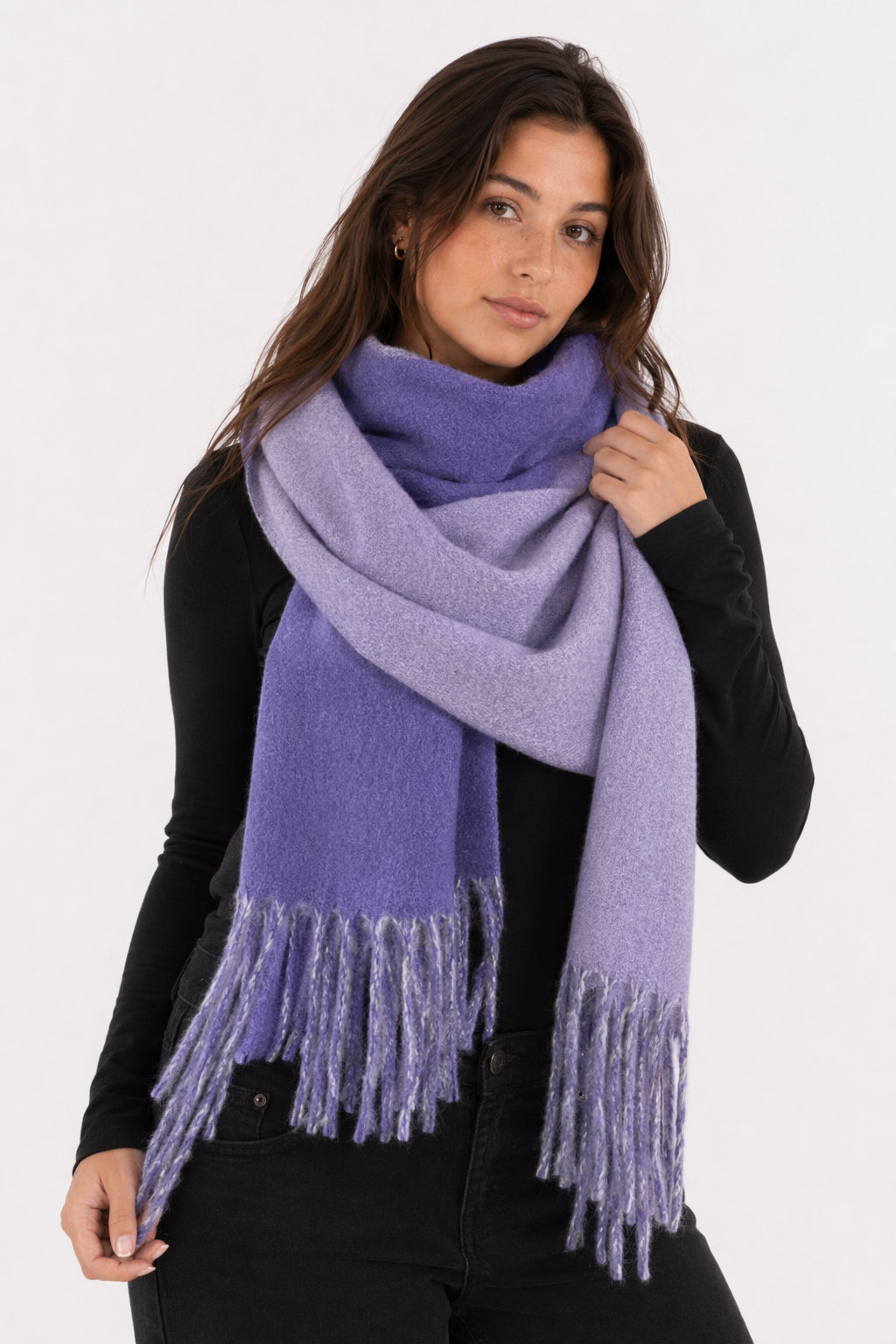Soft and Cozy Two-Toned Wrap Scarf Purple