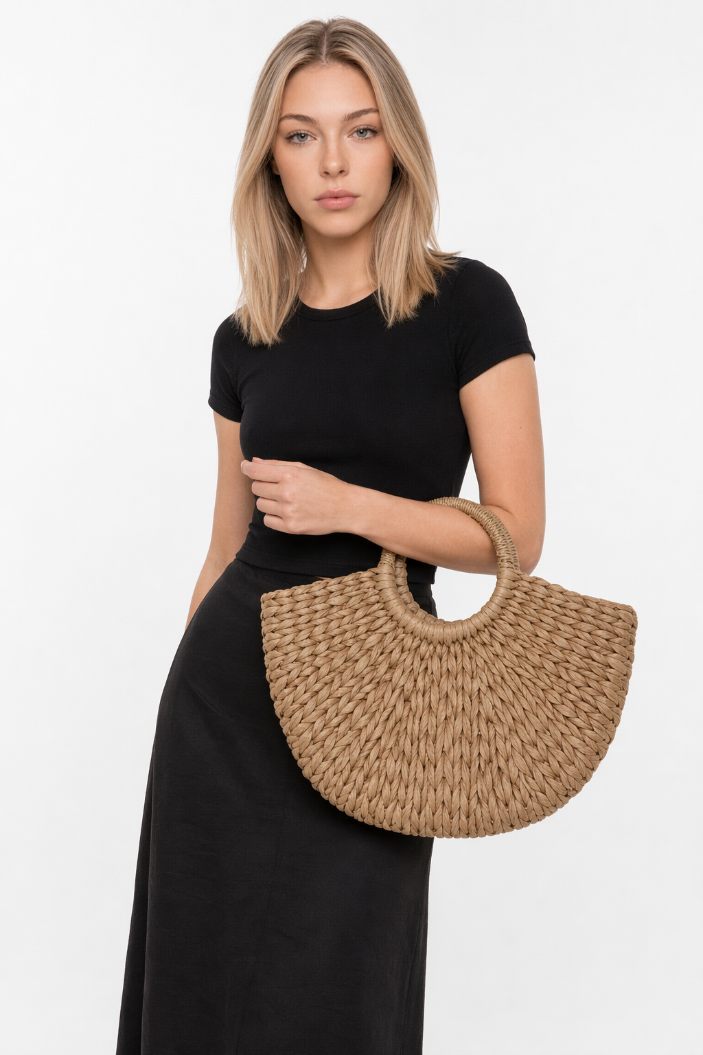Summer Woven Tote for Women Khaki