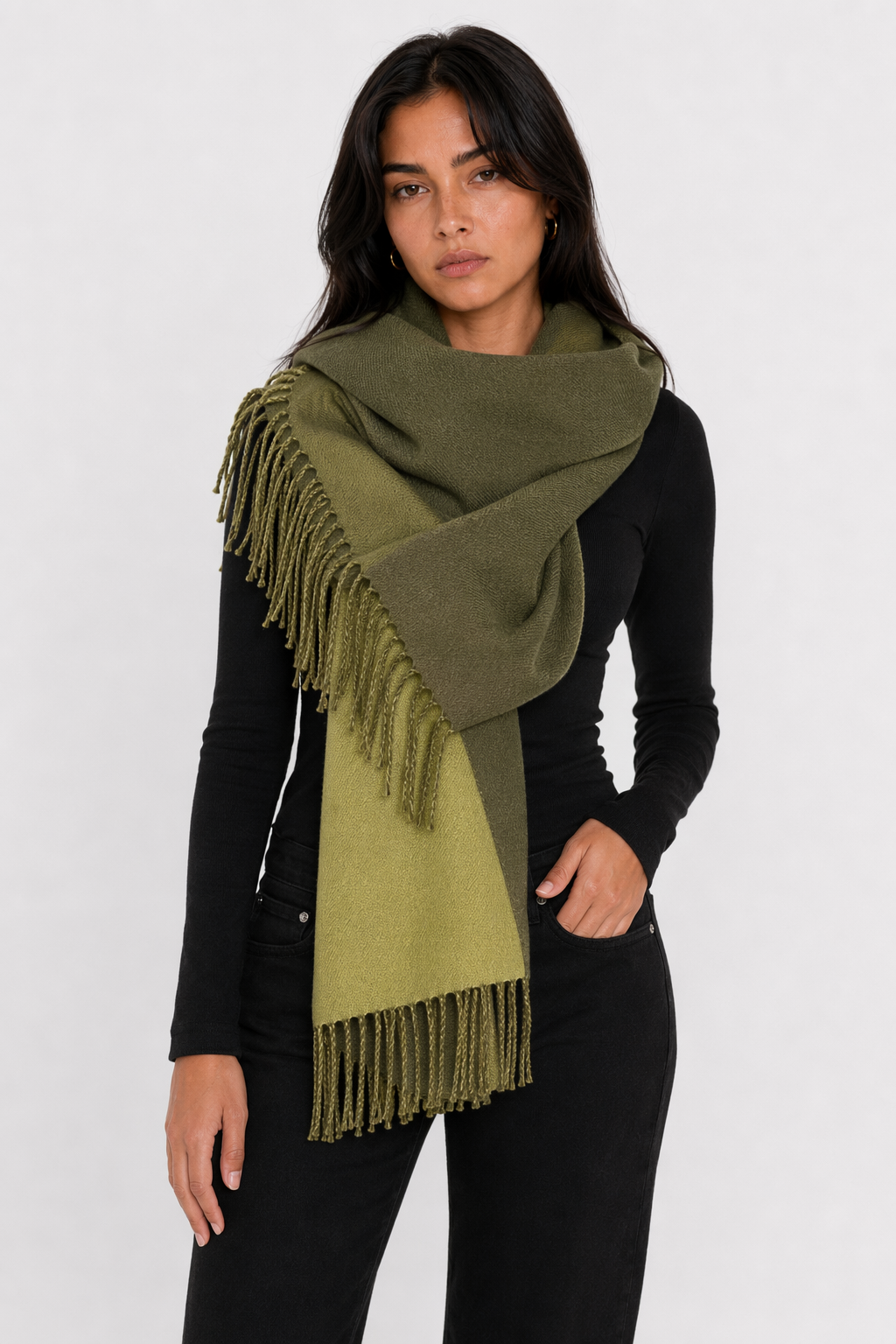 Soft and Cozy Two-Toned Wrap Scarf Green