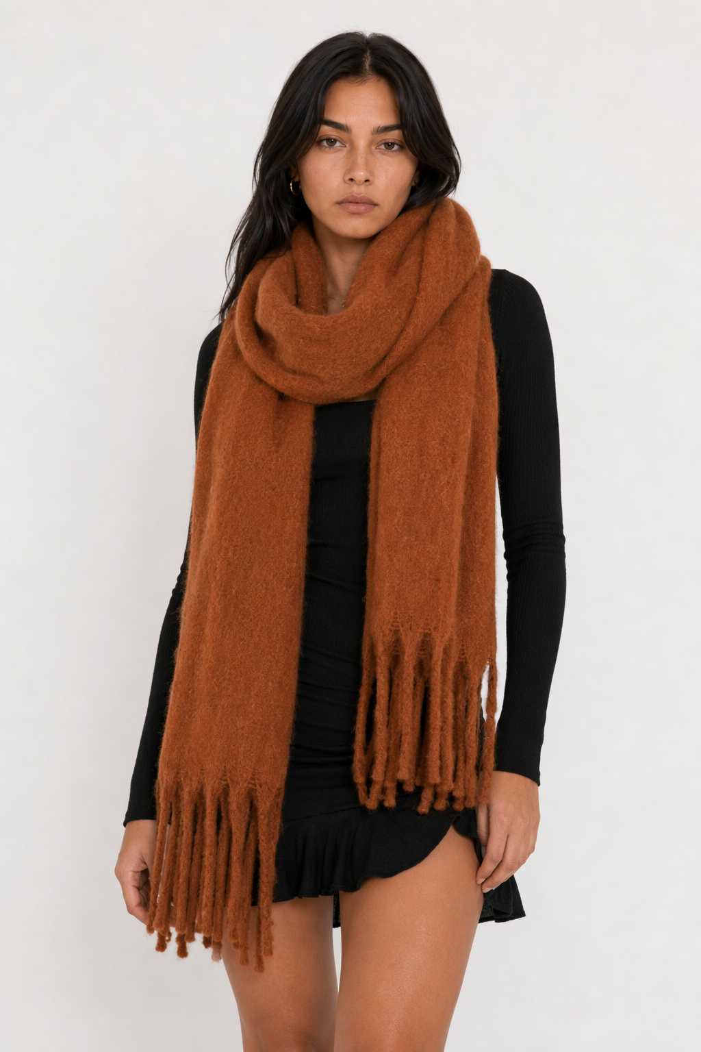 Thick and Cozy Wrap Scarf Caramel