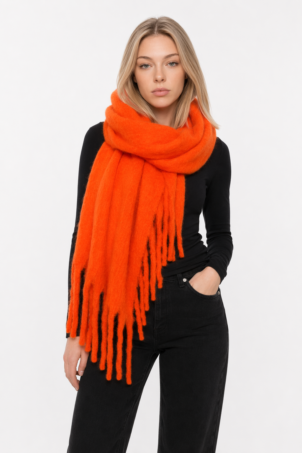 Thick and Cozy Wrap Scarf Orange