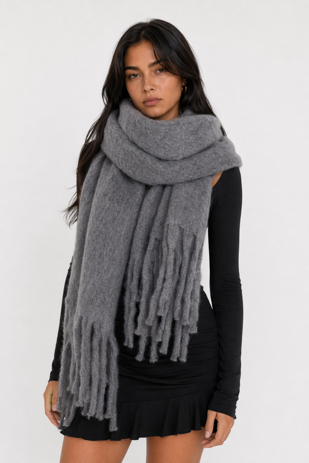 Thick and Cozy Wrap Scarf Gray