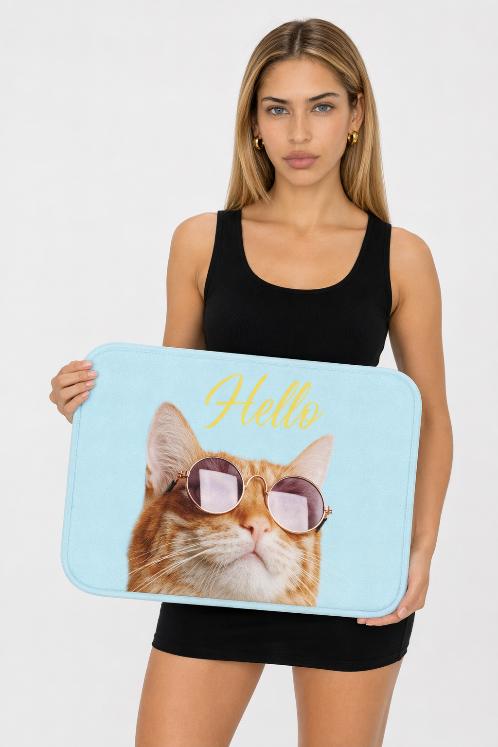 Sunglasses-Wearing Cat Bath Mat Default