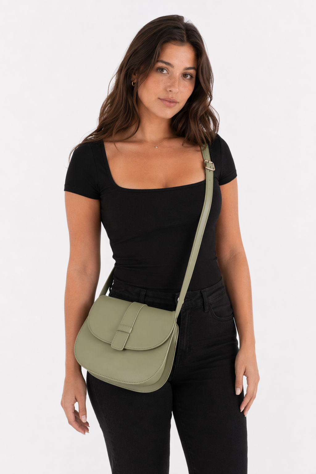 Snap Closure Crossbody Bag for Women Green