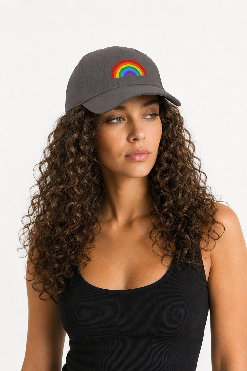 Multicolored Gender-Neutral Cotton Hat Charcoal