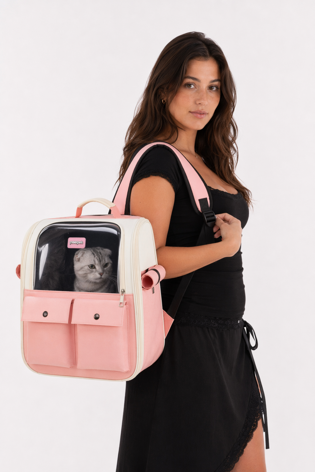 Breathable Travel Backpack for Pets Pink