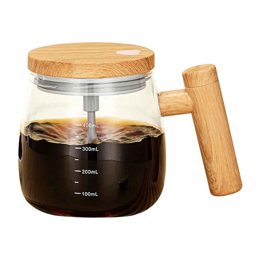 Self-Mixing Glass Coffee Mug - 400ml