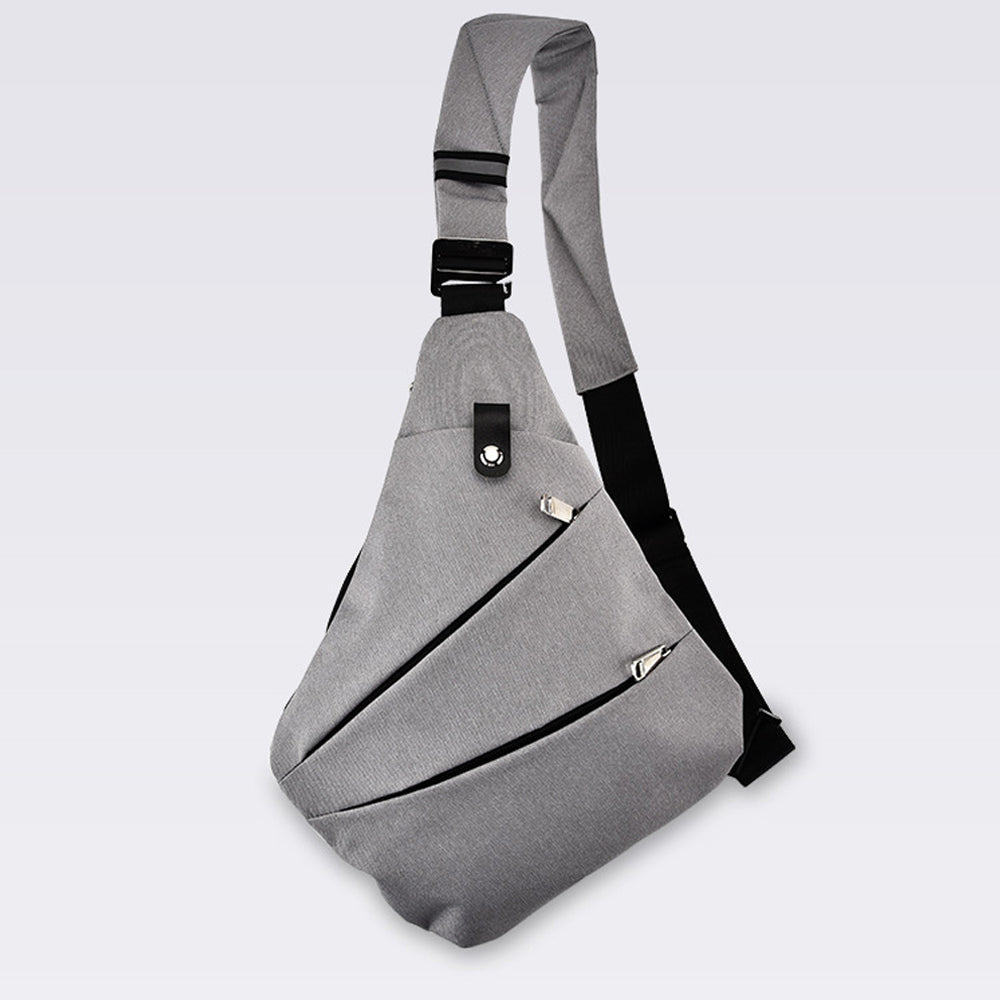 Gray Crossbody Bag with Waterproof Triangle Design on the Side