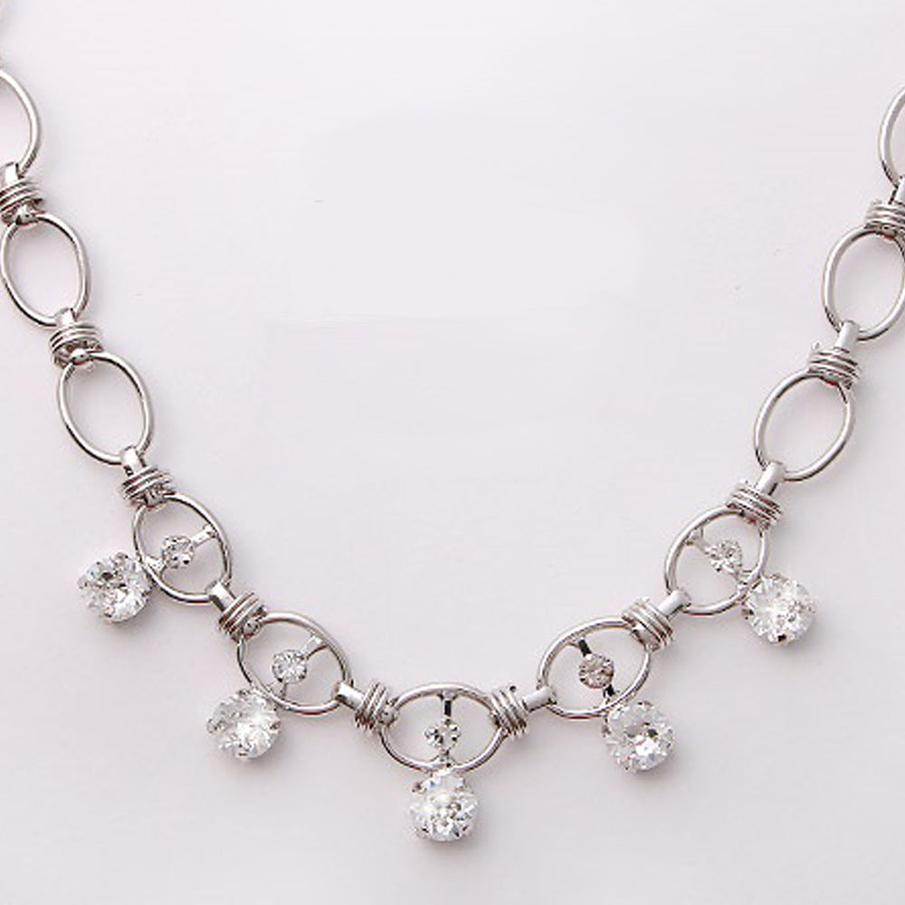 Crystal Silver Chain Necklace by Alana