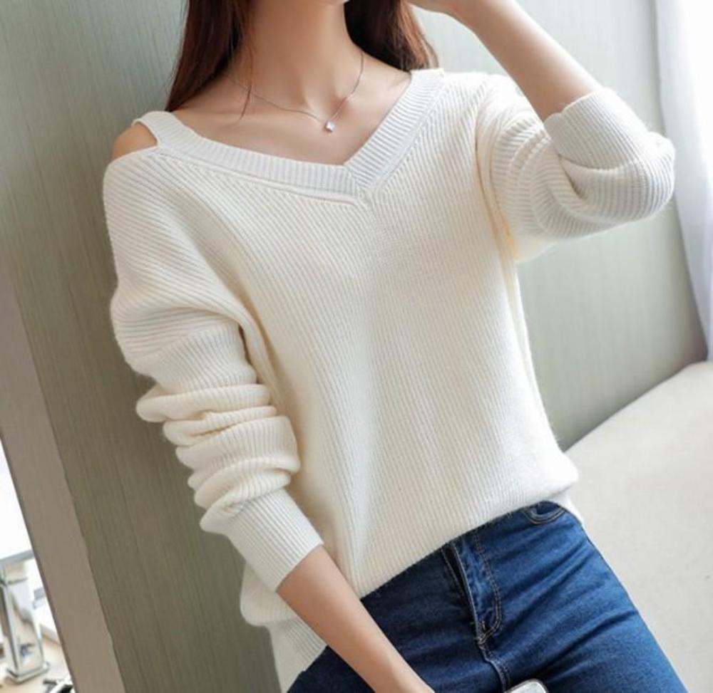 Cut V-Neck Sweater for Women