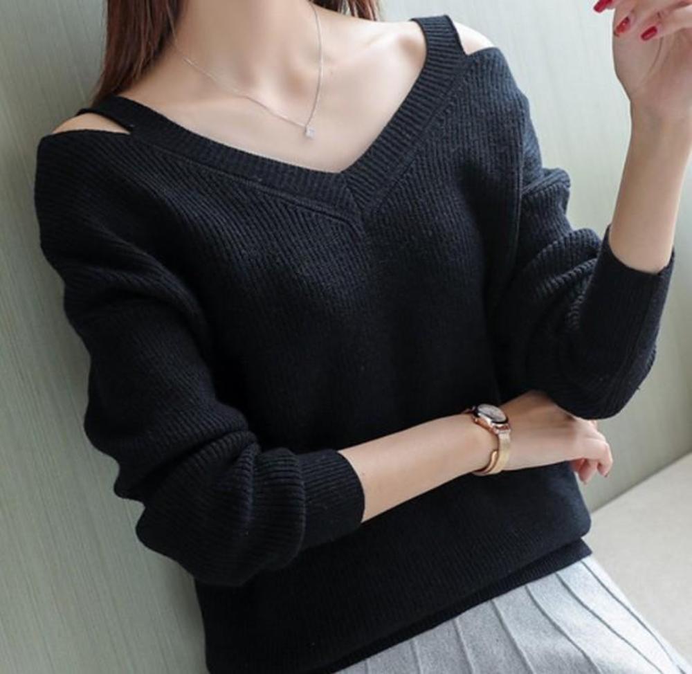 Cut V-Neck Sweater for Women
