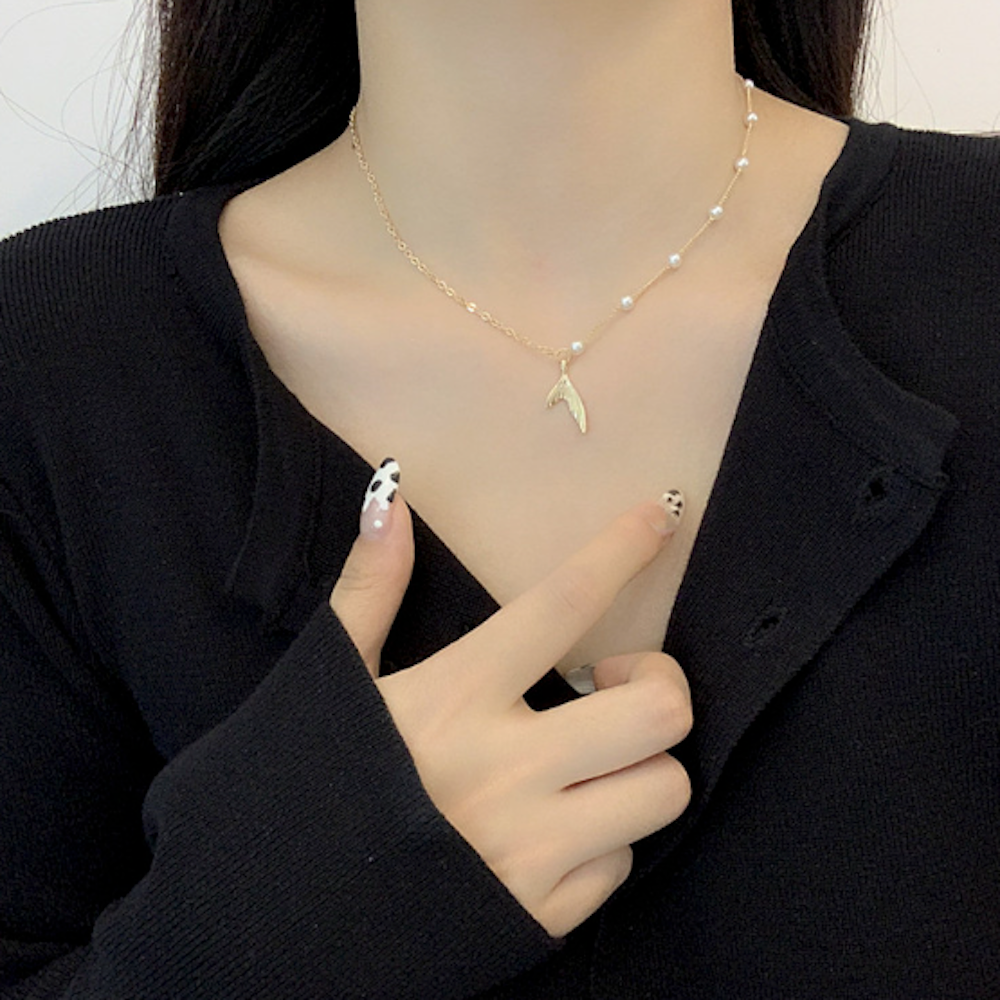 Faux Beaded Pearls Mermaid Necklace for Women