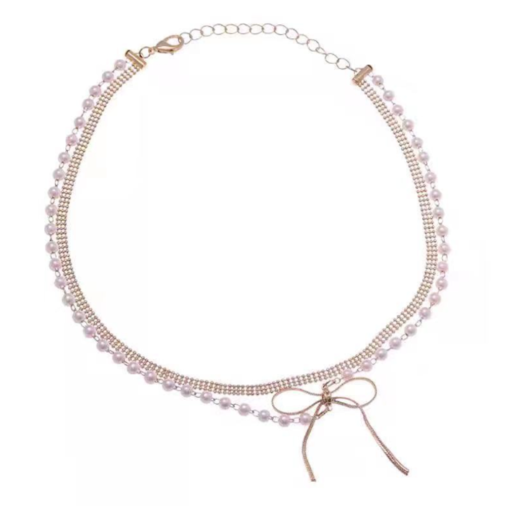Layered Necklace for Women with a Bow Accent