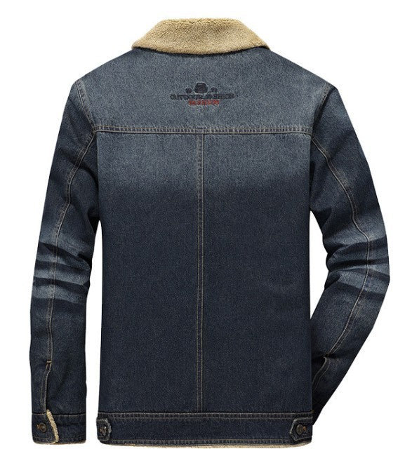 Black Denim Jacket for Men with Inner Faux Fur Lining