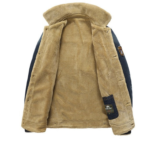 Black Denim Winter Jacket for Men