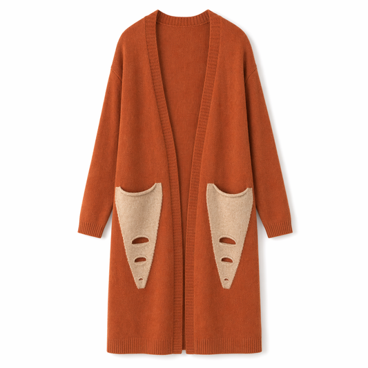 Mid Length Ladies' Cardigan Orange