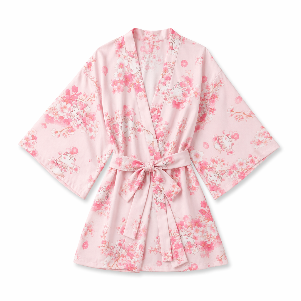 Japanese-inspired Kimono with Floral Pattern Default