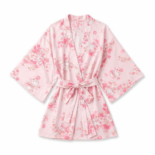 Japanese-inspired Kimono with Floral Pattern Default