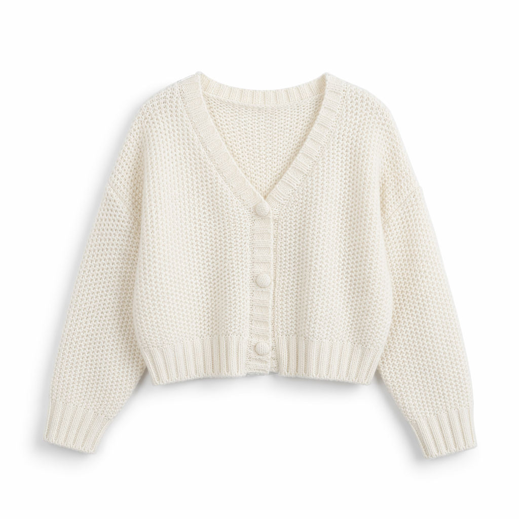 Slim Fit Short Cardigan for Women White