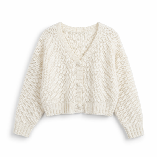 Slim Fit Short Cardigan for Women White