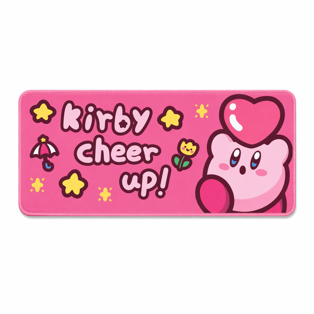 Kirby Mouse Pad with Stitched Edges Pink