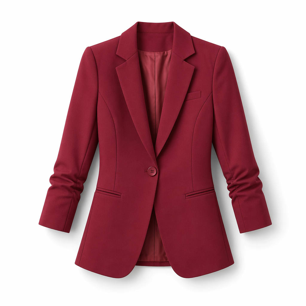 Slim Fit One-Button Women's Professional Attire Red