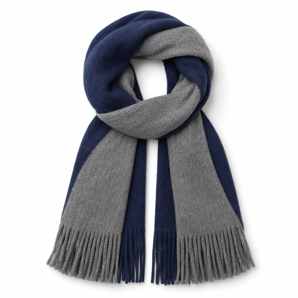 Thick Dual-Toned Men's Scarf Navy