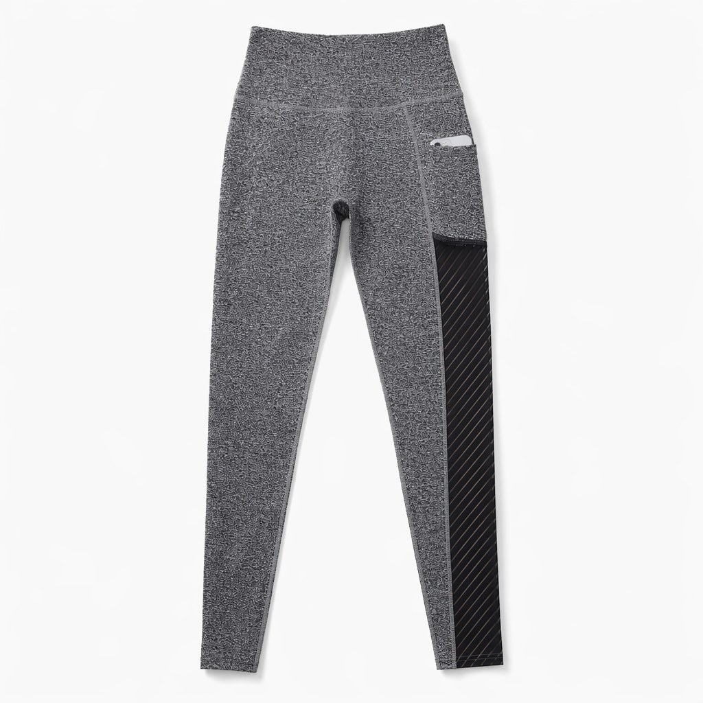 Mesh Panel High-Waisted Yoga Leggings featuring Pockets Dark gray