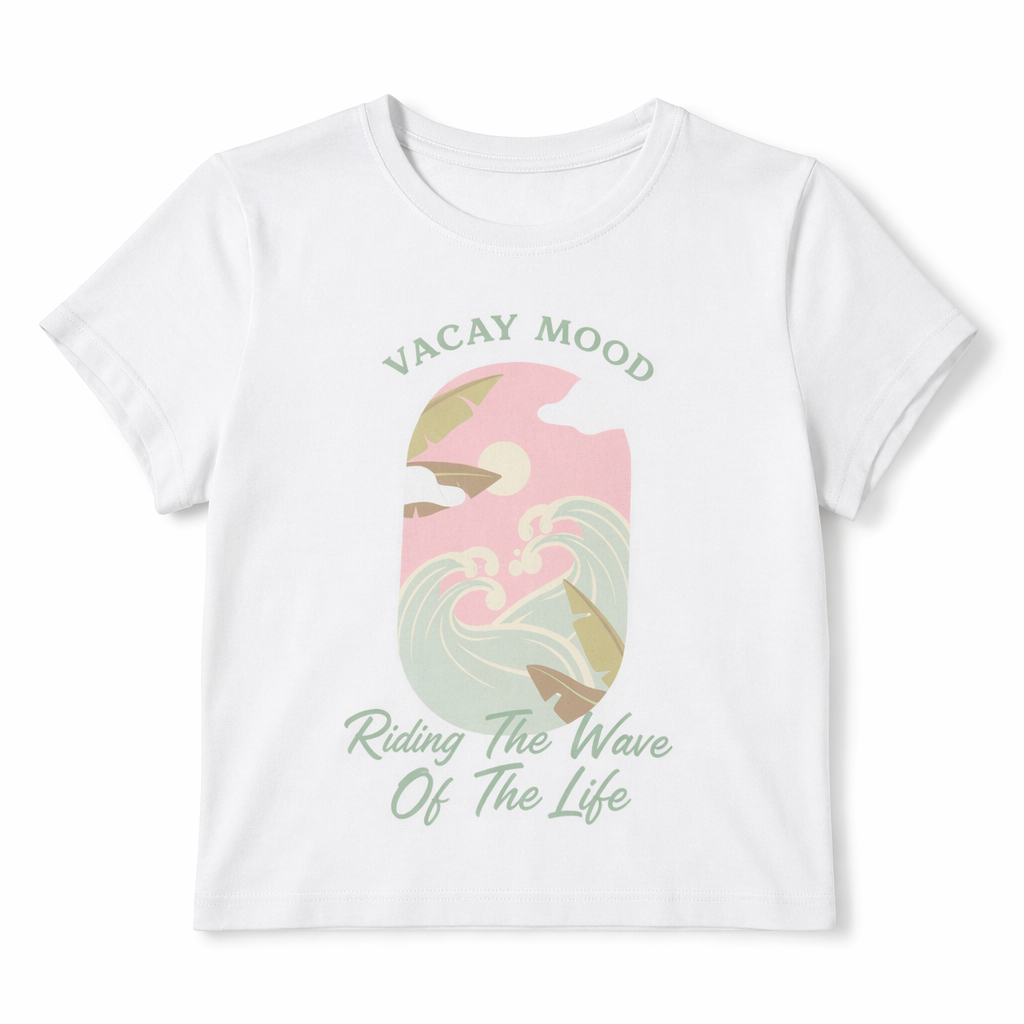 Women's Surf-Inspired Vacation Mood Tee White