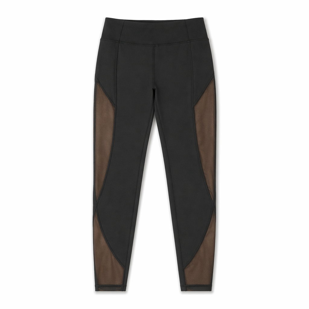 Lace-Trimmed Mesh Yoga Leggings for Women with Elastic Waist Default