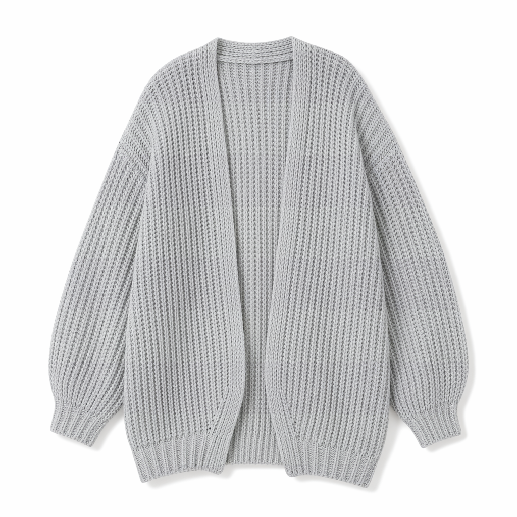 Loose Open Front Women's Casual Cardigan Gray