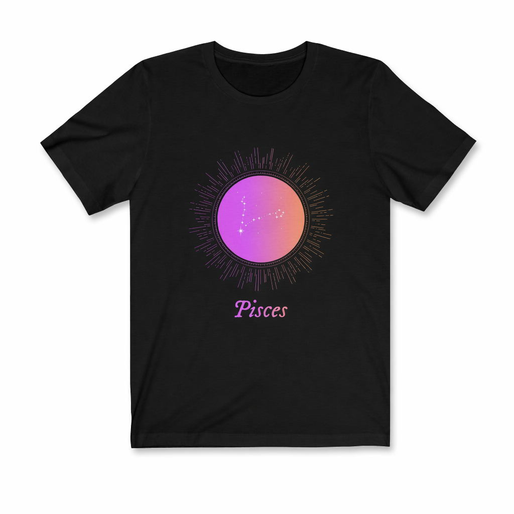 Gradient Pisces Women's Zodiac Tee Black