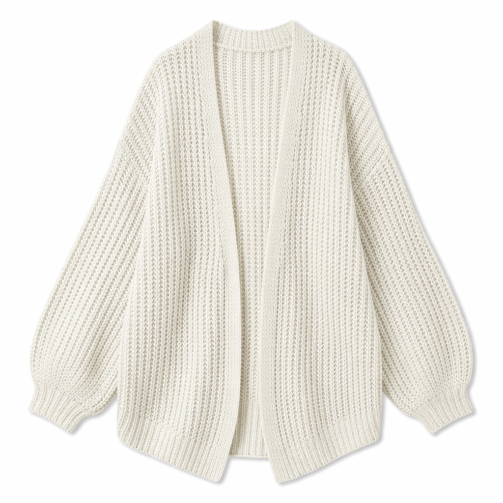 Loose Open Front Women's Casual Cardigan White