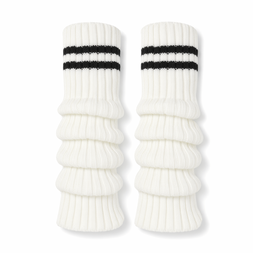 Feminine Leg Cozies White With Stripes