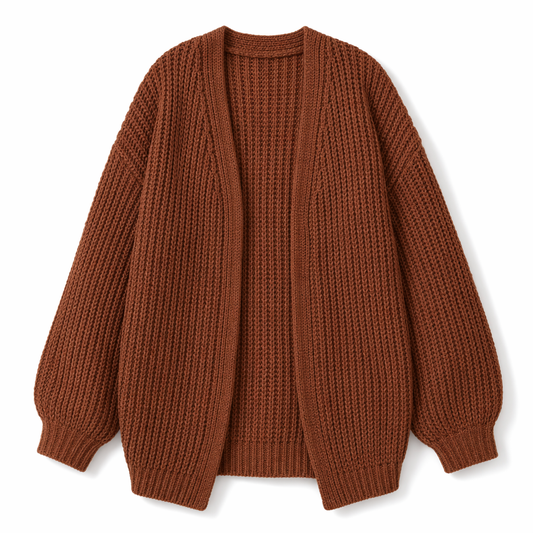 Loose Open Front Women's Casual Cardigan Coffee