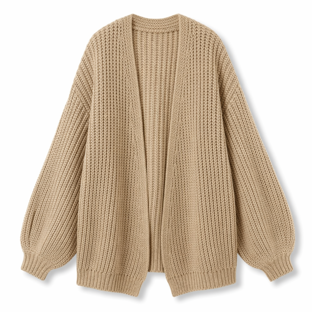 Loose Open Front Women's Casual Cardigan Khaki