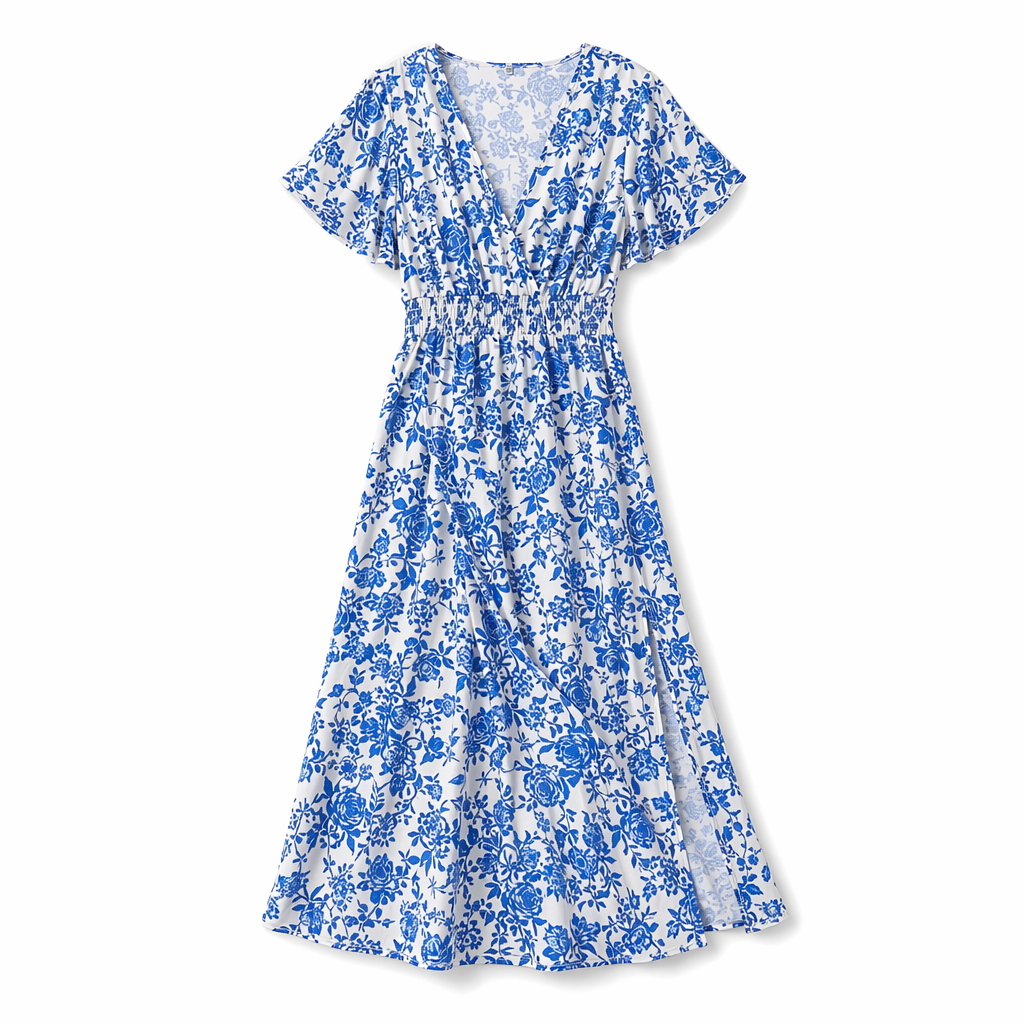 Floral V Neck Dress for Women's Summer by the Sea Default