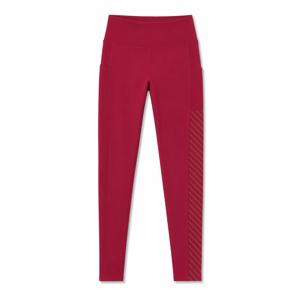 Mesh Panel High-Waisted Yoga Leggings featuring Pockets Red